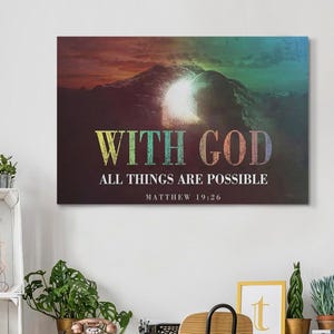 Christian Easter Gifts Matthew 19:26 With God All Things Are Possible Wall Art Canvas
