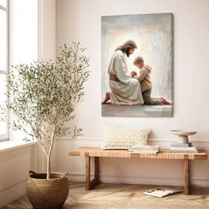 Jesus and Little Boy Praying, Christian Art, Jesus and Boy, Jesus and Kids, Jesus with Children, Jesus Art, LDS Art, Bible Painting