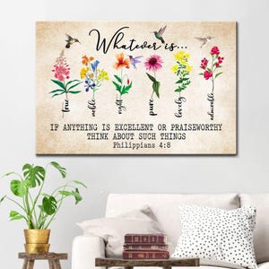 Whatever Is True Whatever Is Pure Philippians 4:8 Bible Verse Canvas Wall Art