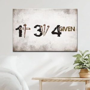 1 Cross 3 Nails 4given Wall Art Canvas | Easter Christian Gifts