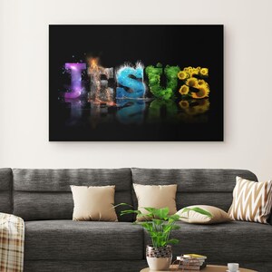 Jesus Word Art Canvas Print - Christian Wall Art