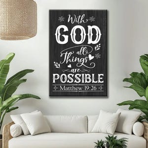 With God All Things Are Possible Matthew 19:26 Bible Verse Wall Art Canvas