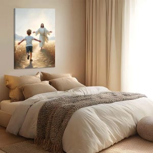 Embracing Faith, Christian Art, Jesus and Boy, Jesus Christ Painting, LDS Art, Bible Prints, Christian Art for Kids, Jesus with Children Art