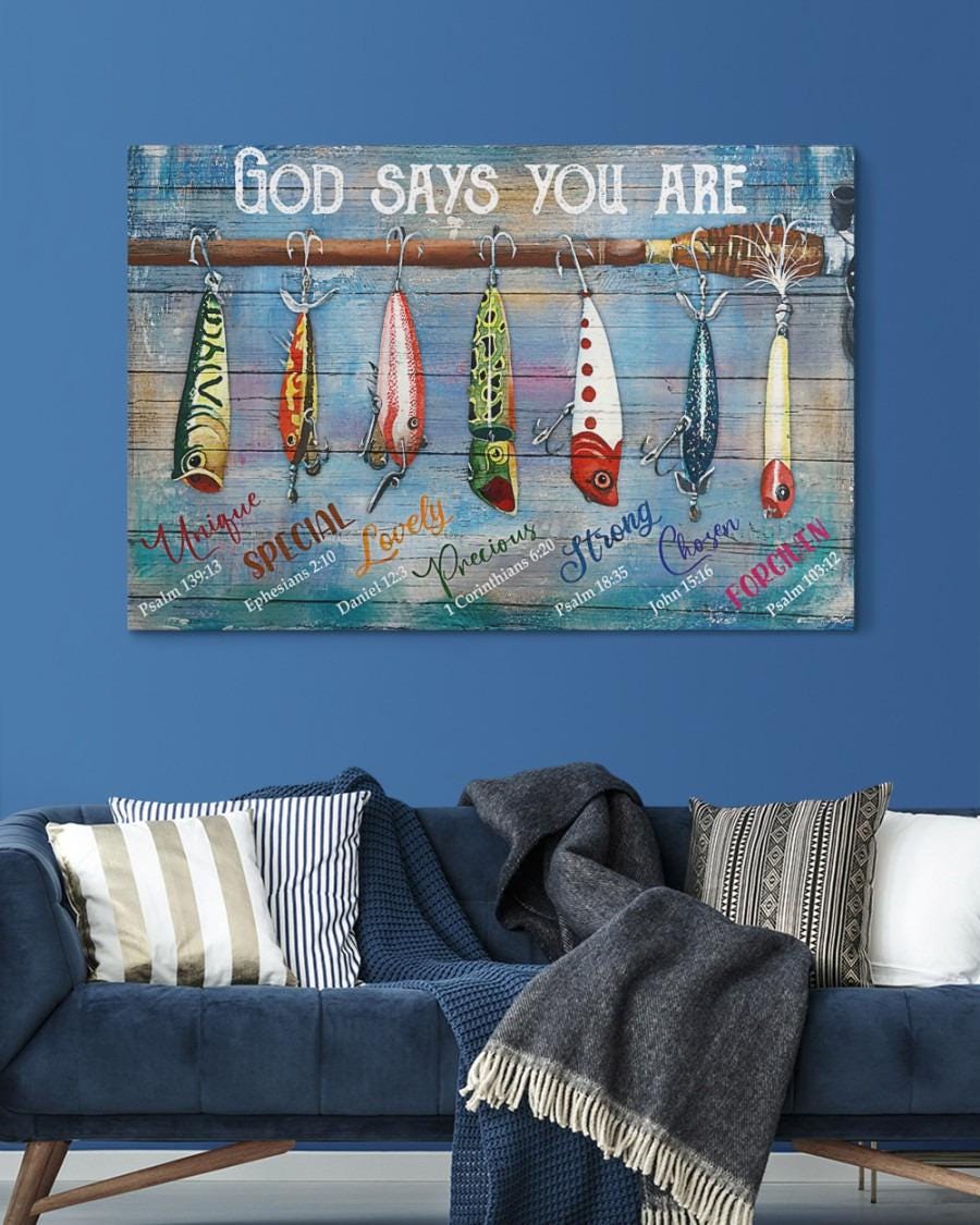 Fishing Lures Canvas Art: God Says You Are - Inspirational Scripture - Etsy