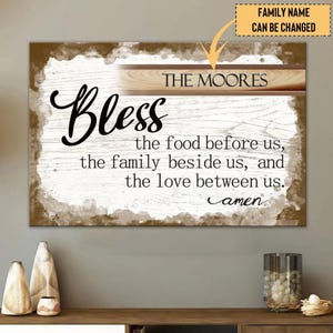 Personalisierter Familienname, Bless The Food Vor Us, Kunst auf Leinwand