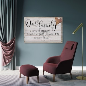 Our Family A Circle Of Strength Christian Family Wall Art Canvas