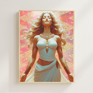 Ether Serenity | Divine Feminine Digital Art | Celestial Goddess Embodiment Print | Light Code Wall Art | Instant Download