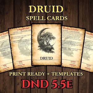 Druid DnD Spell Cards 2024 - 5.5e Printable PDF Spellbook