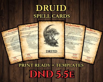 Druid DnD Spell Cards 2024 - 5.5e Printable PDF Spellbook