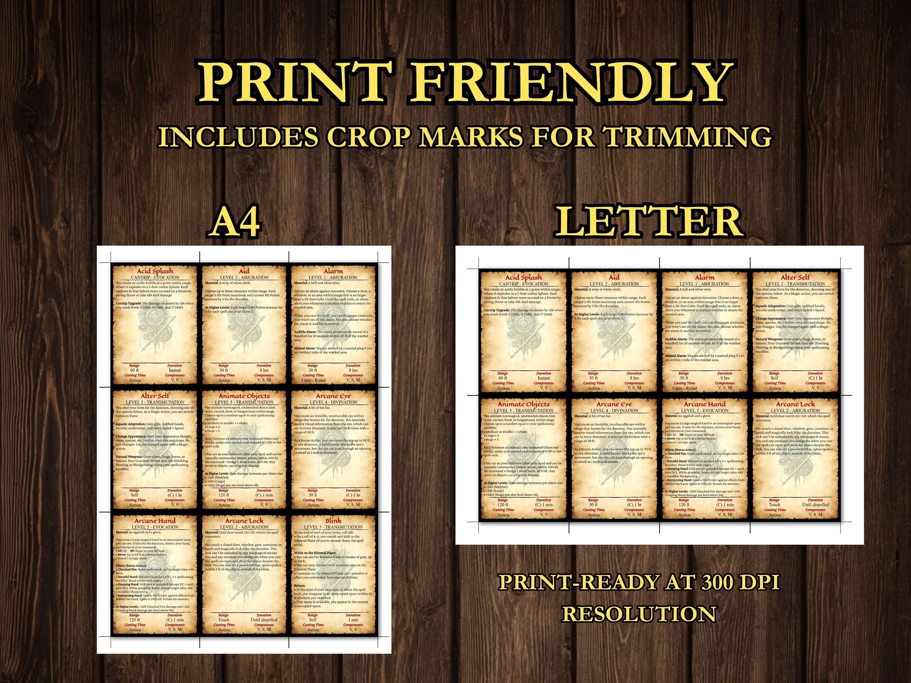 Rogue Dnd Spell Cards 2024 - 5.5e Printable PDF Spellbook - Etsy Canada