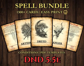 DnD Spell Cards 2024 - 5.5e, All Classes & Levels, Printable PDF