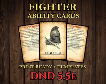 DnD Fighter Ability Cards 2024 - 5.5e Printable