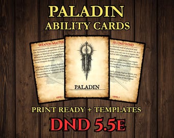 DnD Paladin Ability Cards 2024 - 5.5e Printable