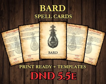 Bard DnD Spell Cards 2024 - 5.5e Printable PDF Spellbook