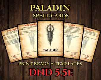 Paladin DnD Spell Cards 2024 - 5.5e Printable PDF Spellbook