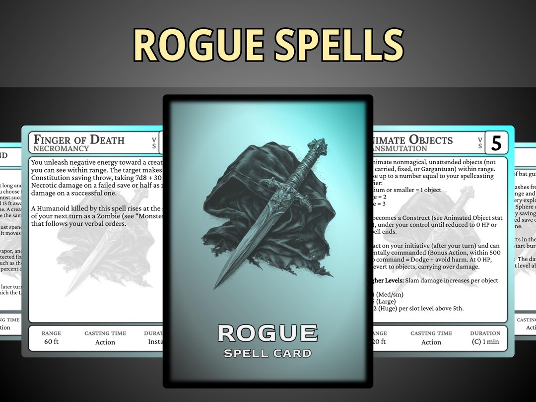 Rogue Spell Cards: Color-coded Spell Reference Deck (printable PDF) - Etsy