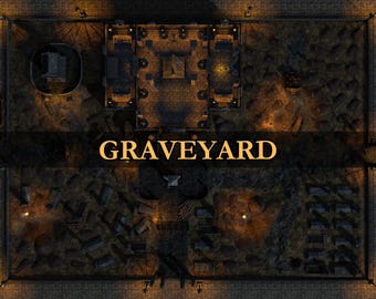 Graveyard Battlemap: 30x40 Crypt Cemetery for DnD and TTRPGs