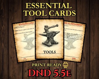 DnD 2024 Tools Cards - 5.5e Printable PDF