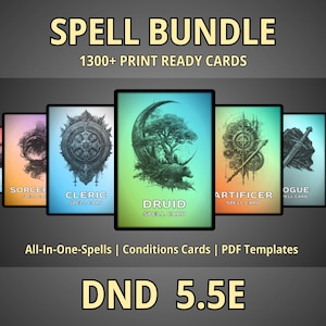 DnD 2024 Spell Cards Bundle: All Classes & Levels (Printable PDF)