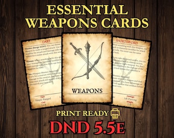DnD 2024 Weapon Cards - 5.5e Printable PDF