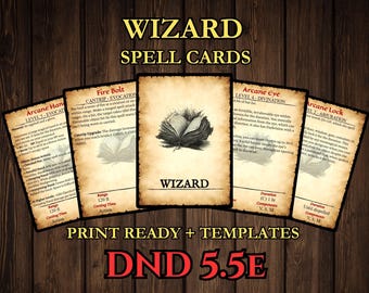 Wizard DnD Spell Cards 2024 - 5.5e Printable PDF Spellbook