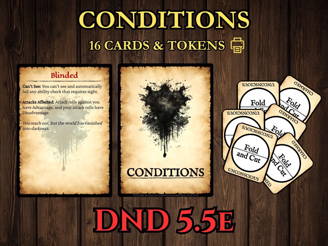 Dnd Condition Cards - Combat Tracker & Tokens (5.5e) - Etsy