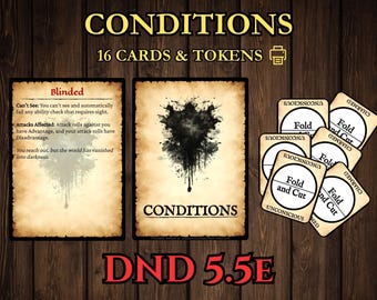 DnD 5e Condition Cards & Tokens: Combat Tracker