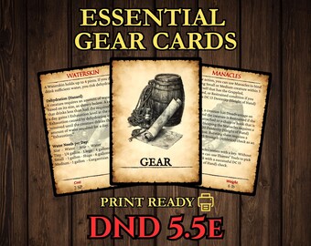 DnD 2024 Adventuring Gear Cards - 5.5e Printable PDF