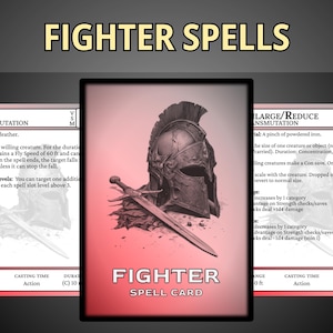 Fighter DnD Spell Cards | Printable 5e Reference Deck (Color-coded Edition) | Spell Prep PDF