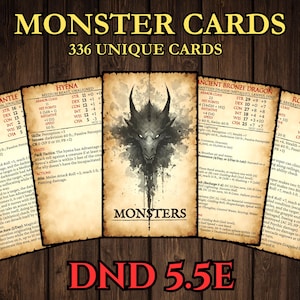 Cartas de Monstruos de DnD 2024 - 5.5e (PDF imprimible), todos los monstruos y animales (bestias con forma salvaje)