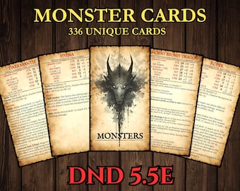 DnD Monster Cards 2024 - 5.5e Printable PDF, All Monster & Animals (Wild Shape Beasts)