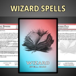 Wizard DnD Spell Cards | Printable 5e Reference Deck (Color-coded Edition) | Spell Prep PDF