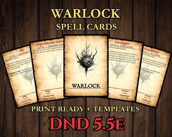 Warlock Dnd Spell Cards 2024 - 5.5e Printable PDF Spellbook