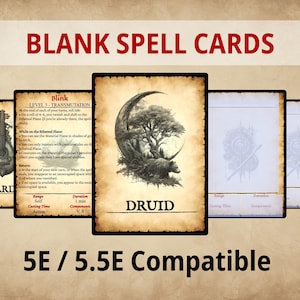 DnD 5e Spell Cards: All Classes, Fillable PDF (Digital Download)