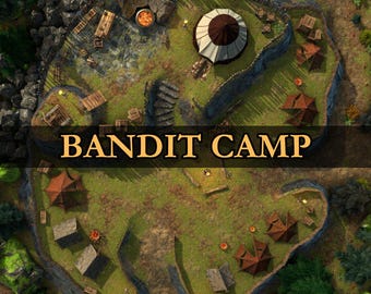 Bandit Camp Battlemap: 40x40 Forest Camp for DnD & TTRPGs