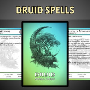 DnD 5.5e Druid Spell Cards — Printable Spell Deck | Digital Download | Fillable PDF | Poker Size | SRD 2024