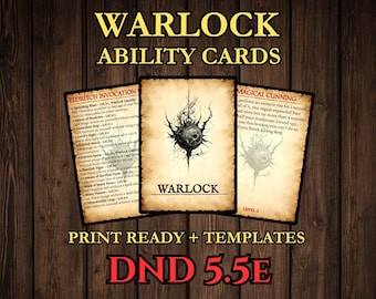 DnD Warlock Ability Cards 2024 - 5.5e Printable