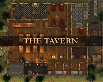 Tavern Battlemap: Print and VTT for DnD & TTRPGs