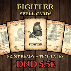 Fighter DnD Spell Cards 2024 - 5.5e Printable PDF Spellbook
