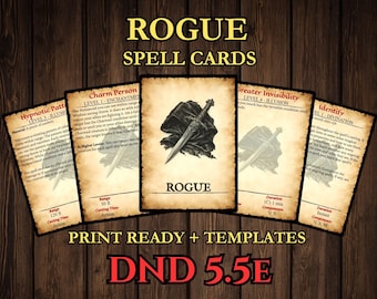 Rogue DnD Spell Cards 2024 - 5.5e Printable PDF Spellbook