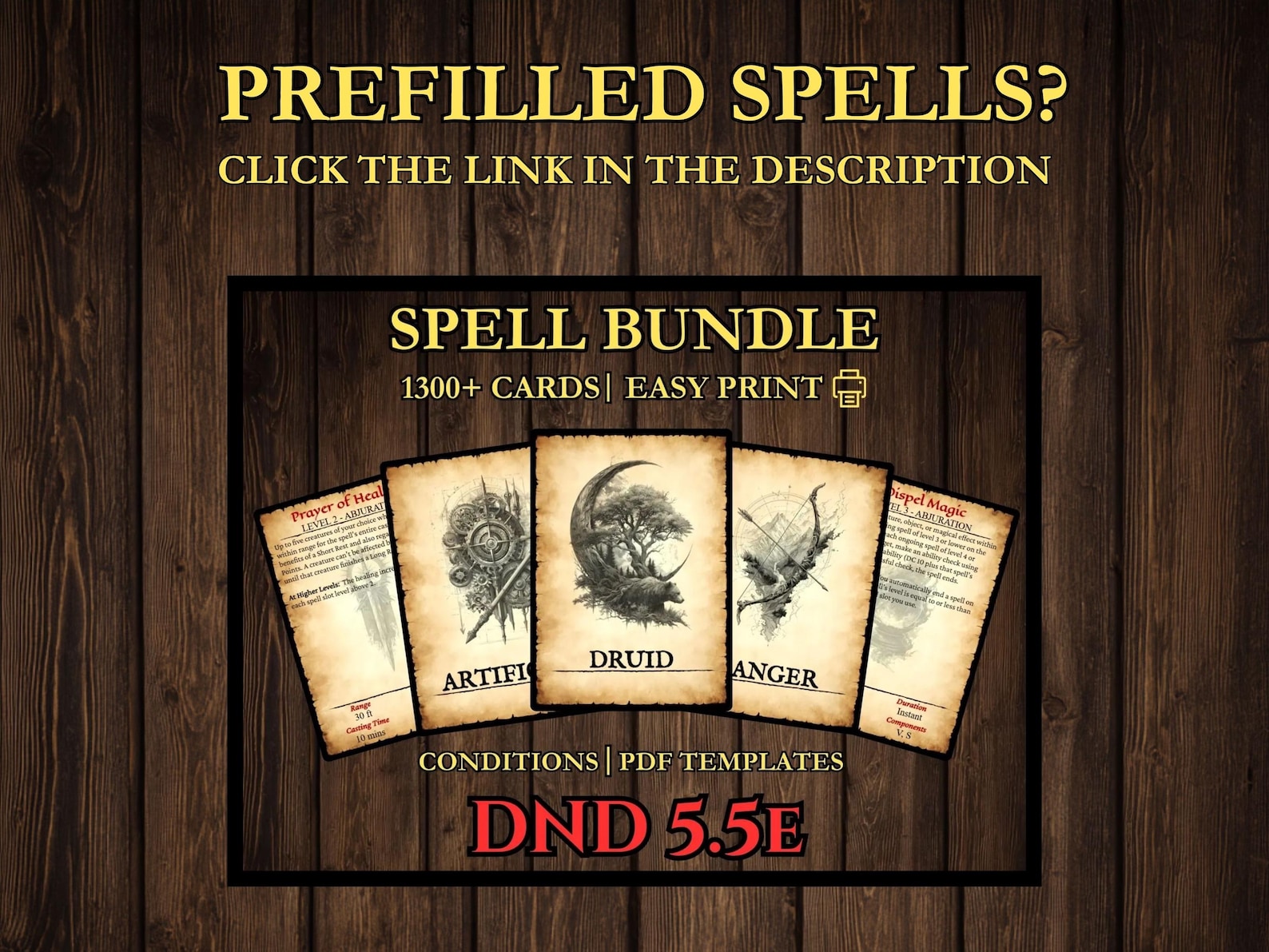Dnd Spell Card Form.pdf Fillable Spell Cards Dnd - PDF Templates (all Classes) - Etsy