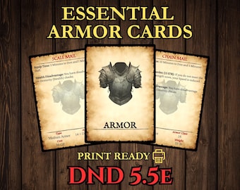 DnD 2024 Armor Cards - 5.5e Printable PDF