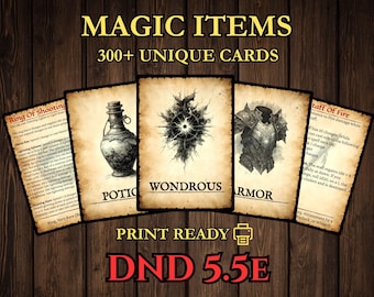DnD Magic Item Cards 2024 - 5.5e Printable PDF