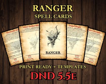 Ranger DnD Spell Cards 2024 - 5.5e Printable PDF Spellbook