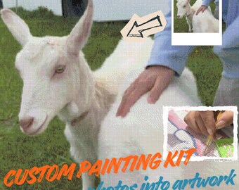 Kit de pintura de diamantes personalizado con tu foto: Kit de pintura de fotos de mascotas personalizado: Regalo de arte en lienzo con foto DIY para amantes de los animales - Arte fotográfico