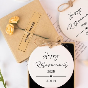 Cadeau de départ en retraite personnalisé, Employé, Décoration en céramique, Message dans une boîte, Carte personnalisée, Cadeau de départ en retraite personnalisé