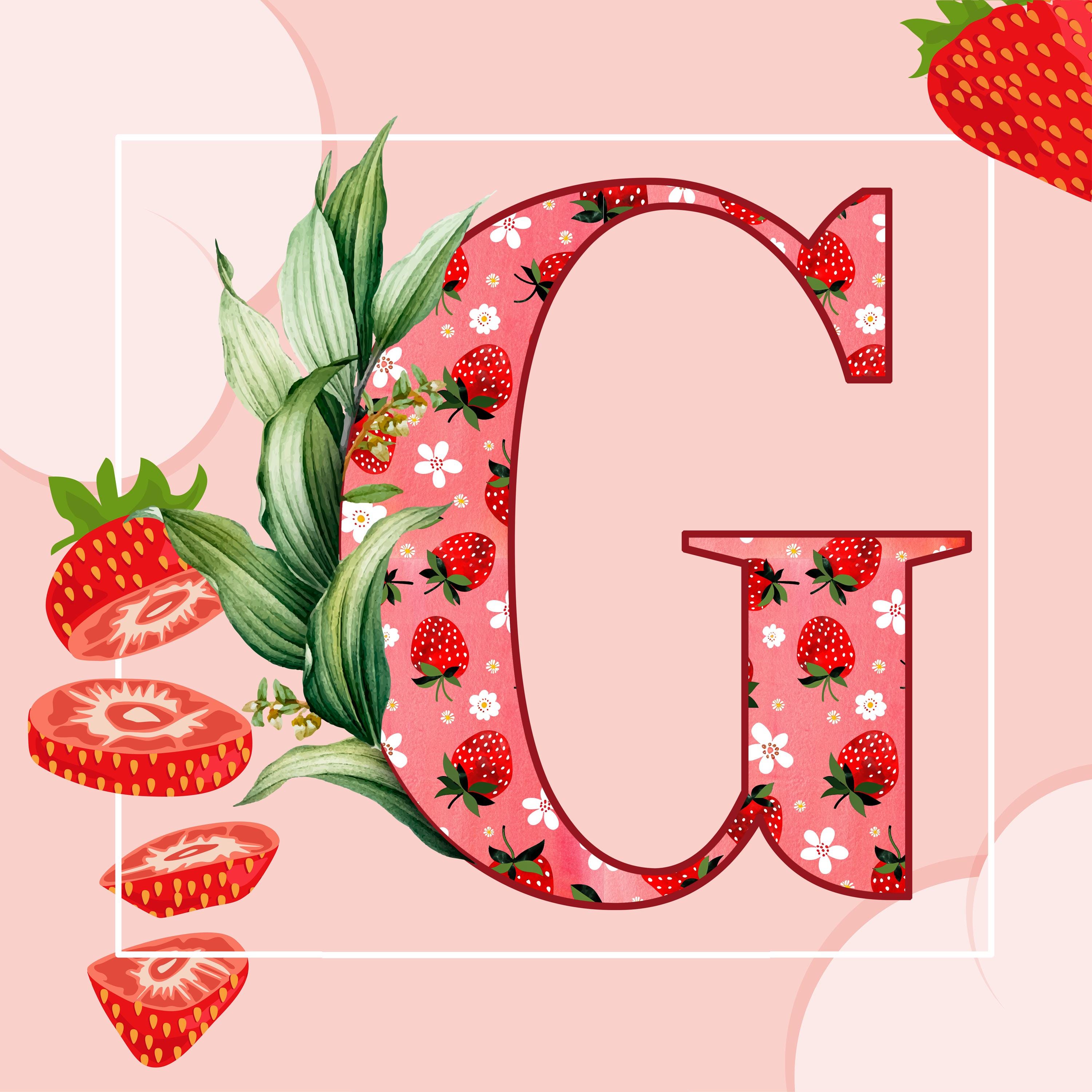 Watercolor Strawberry Floral Alphabet Clipart, Summer Berry Letters ...
