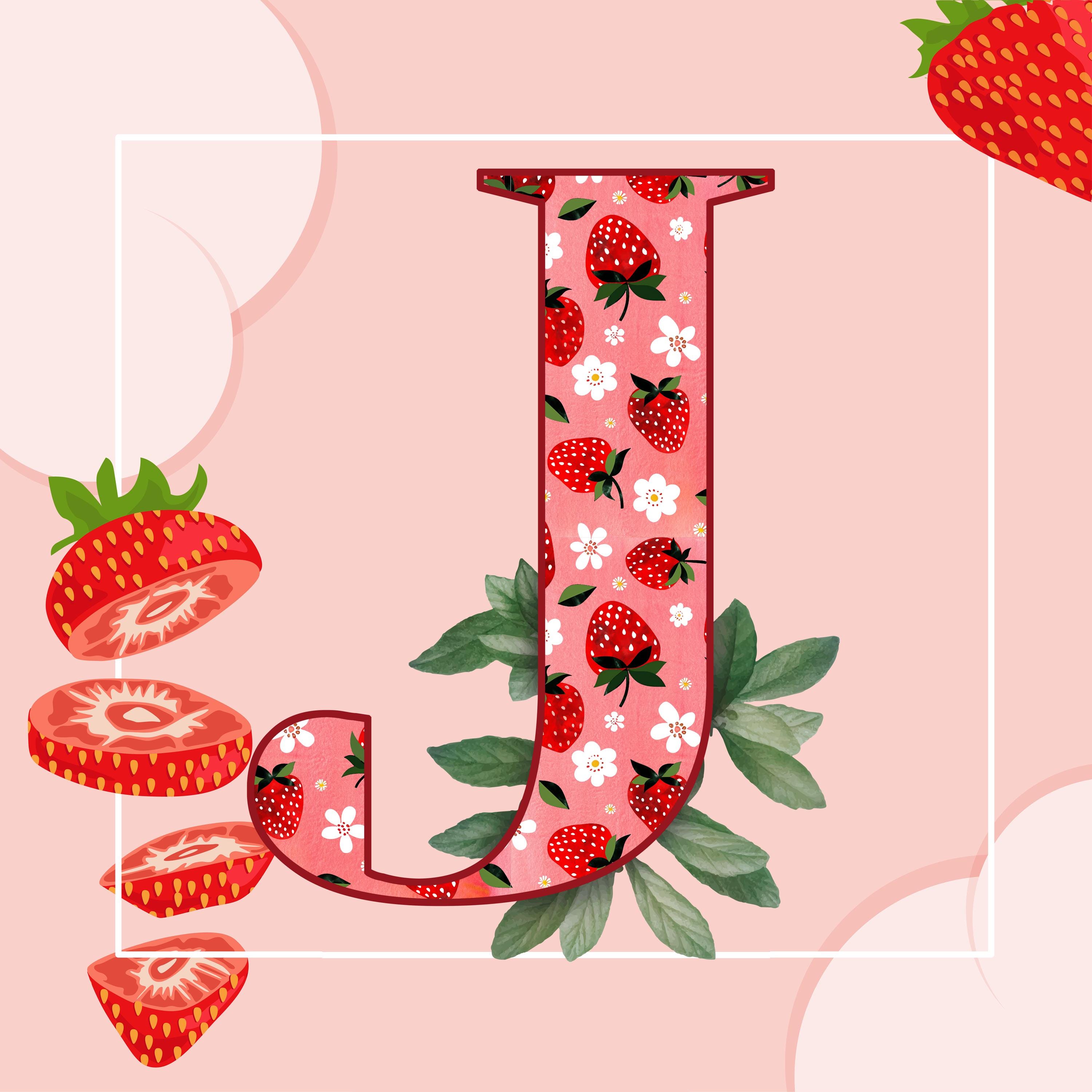 Watercolor Strawberry Floral Alphabet Clipart, Summer Berry Letters ...