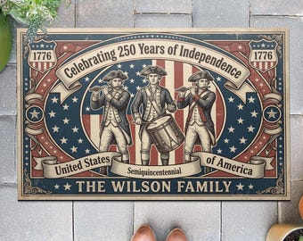 Felpudo vintage del 250 aniversario de EE. UU., decoración del 250 aniversario de Estados Unidos