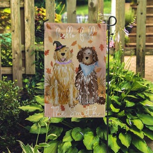 Personalized Fall Dog Garden Flag: Custom Pet Name, Autumn Decor